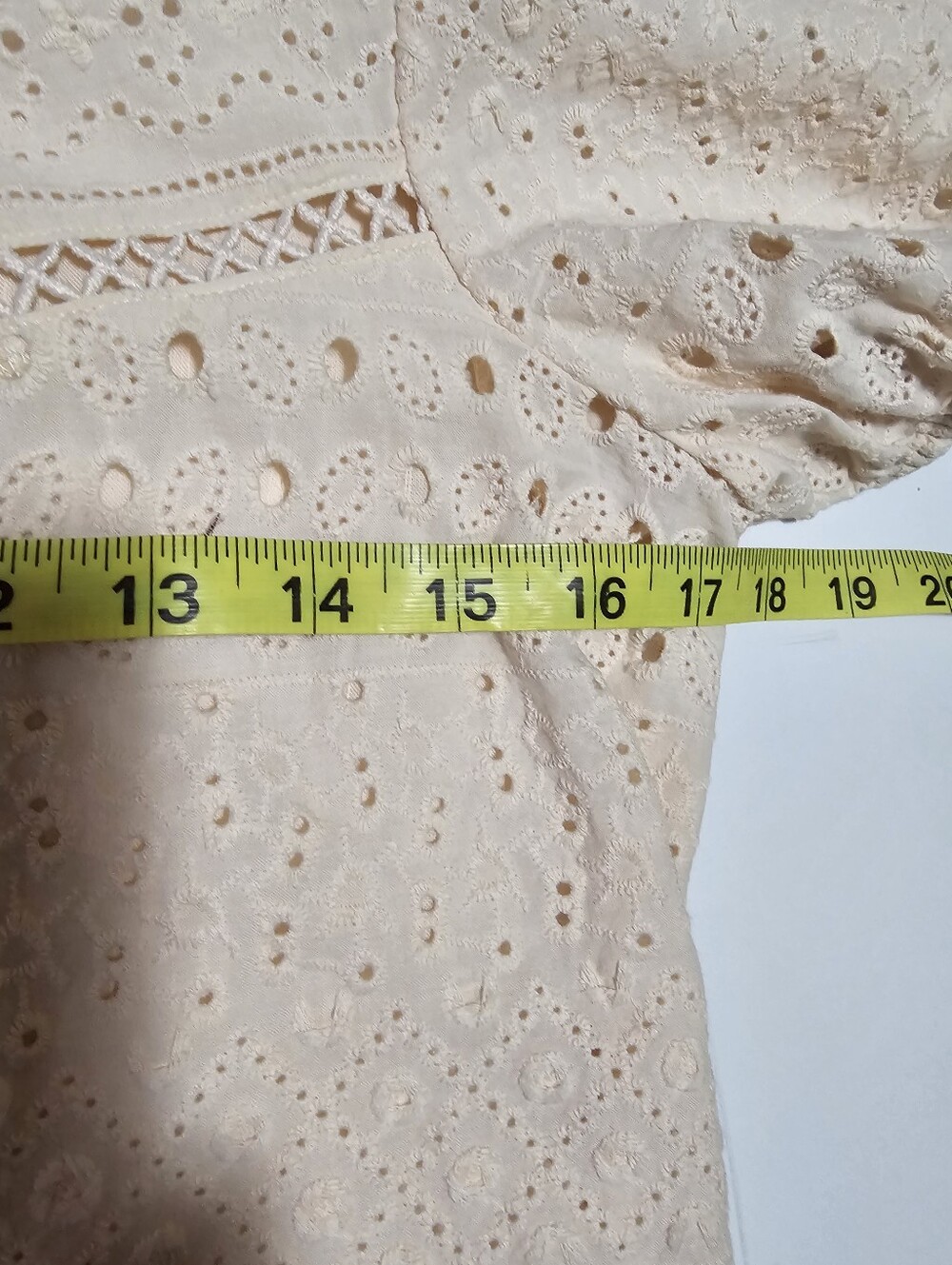 Industry 100% Cotton Eyelet Lace Puff Sleeve Blouse XS Cottagecore - Picture 8 of 9